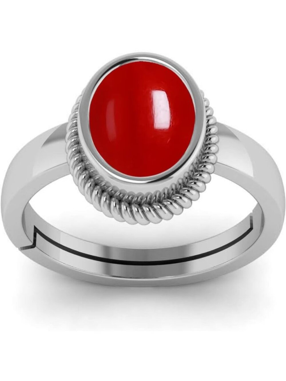 8.25 Carat Natural Red Coral Adjustable Silver Ring for Women - Unique Boho